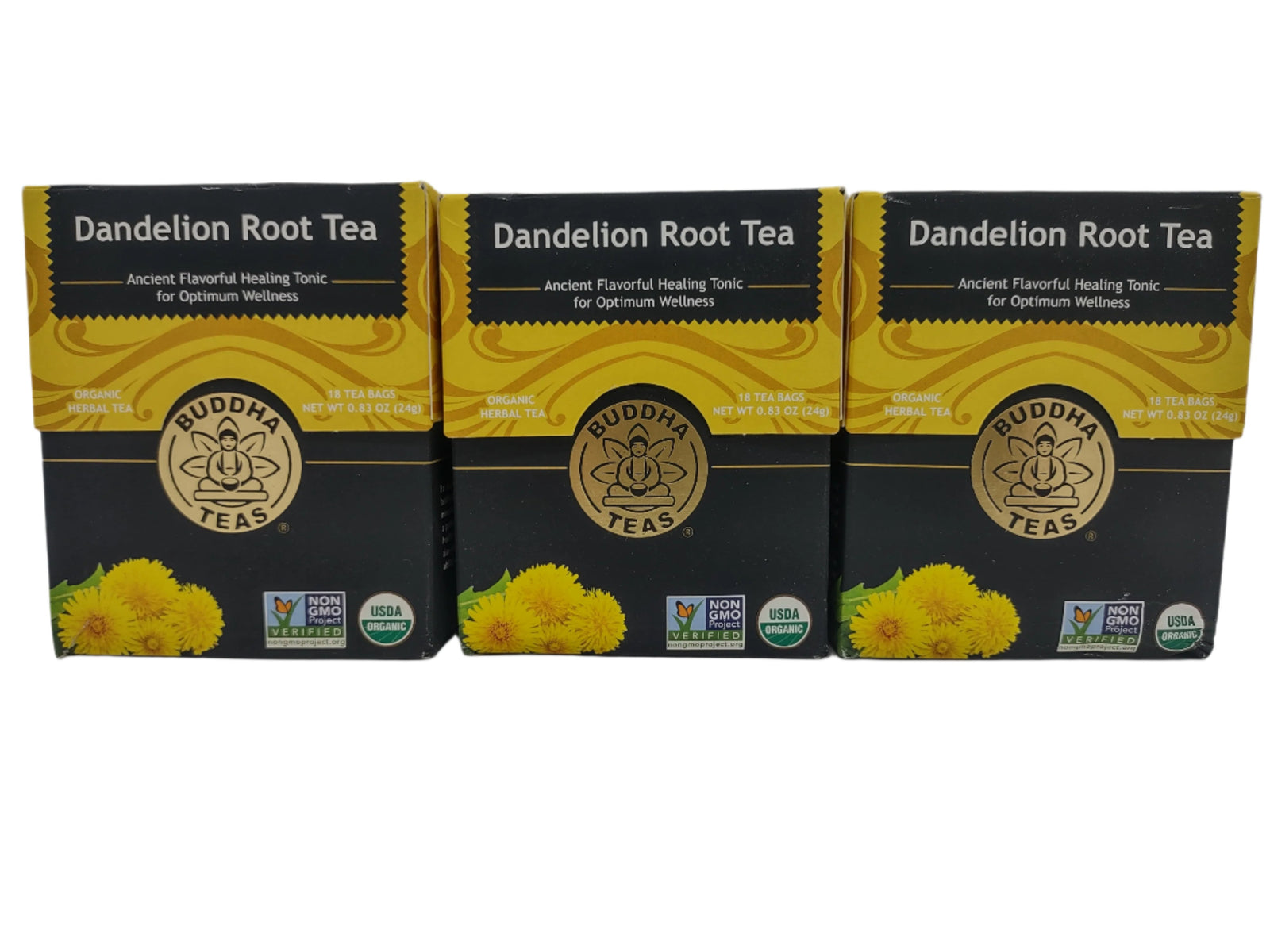 Buddha Teas Organic Dandelion Root Tea – Caffeine-Free, Kosher, Non-GMO, 54 Bleach-Free Tea Bags (Pack of 3)-Express Your Love Gifts