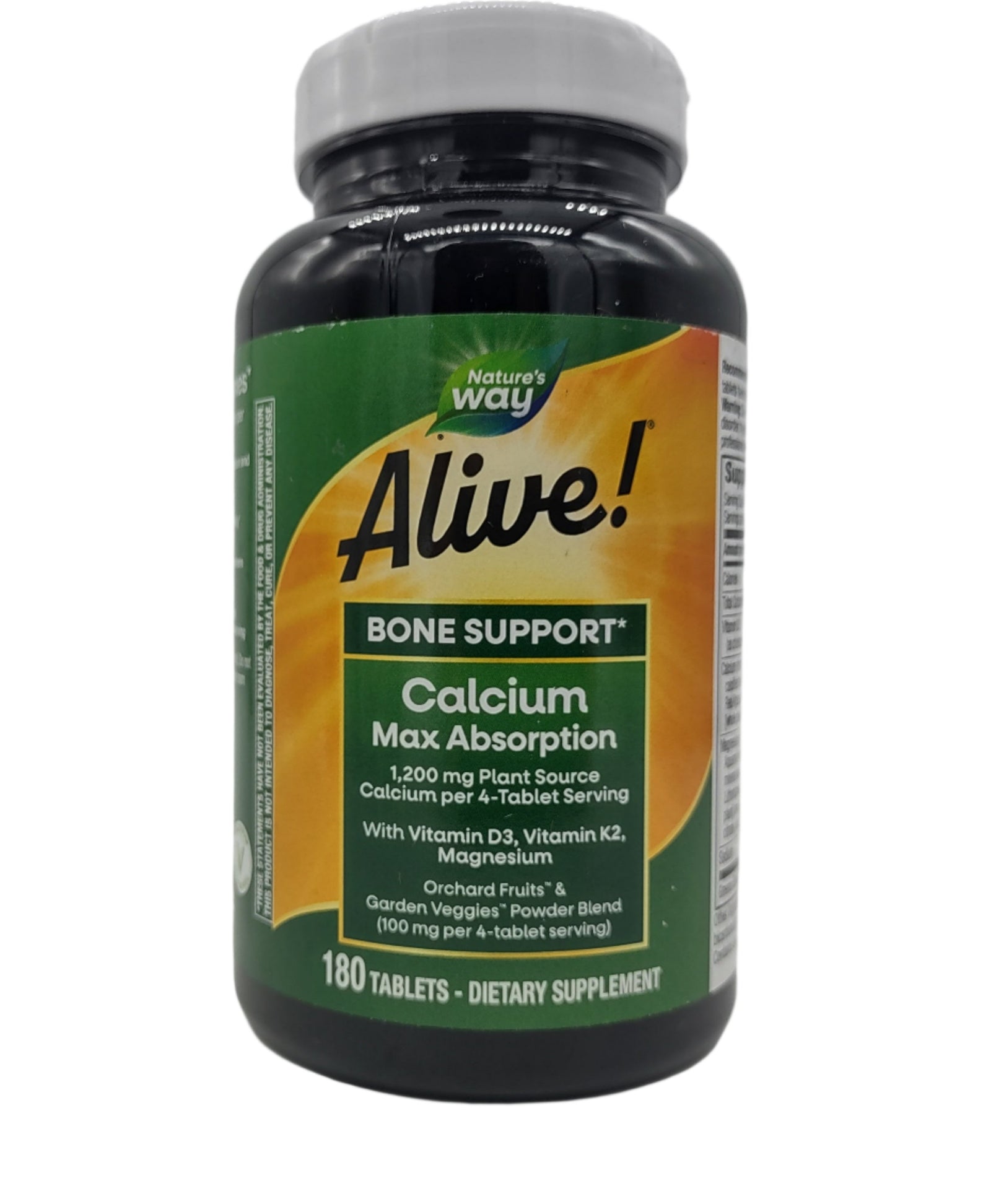 Alive! Calcium Bone Support, Plant-Based Calcium with D3, K2 & Magnesium, 120 Tablets-Express Your Love Gifts