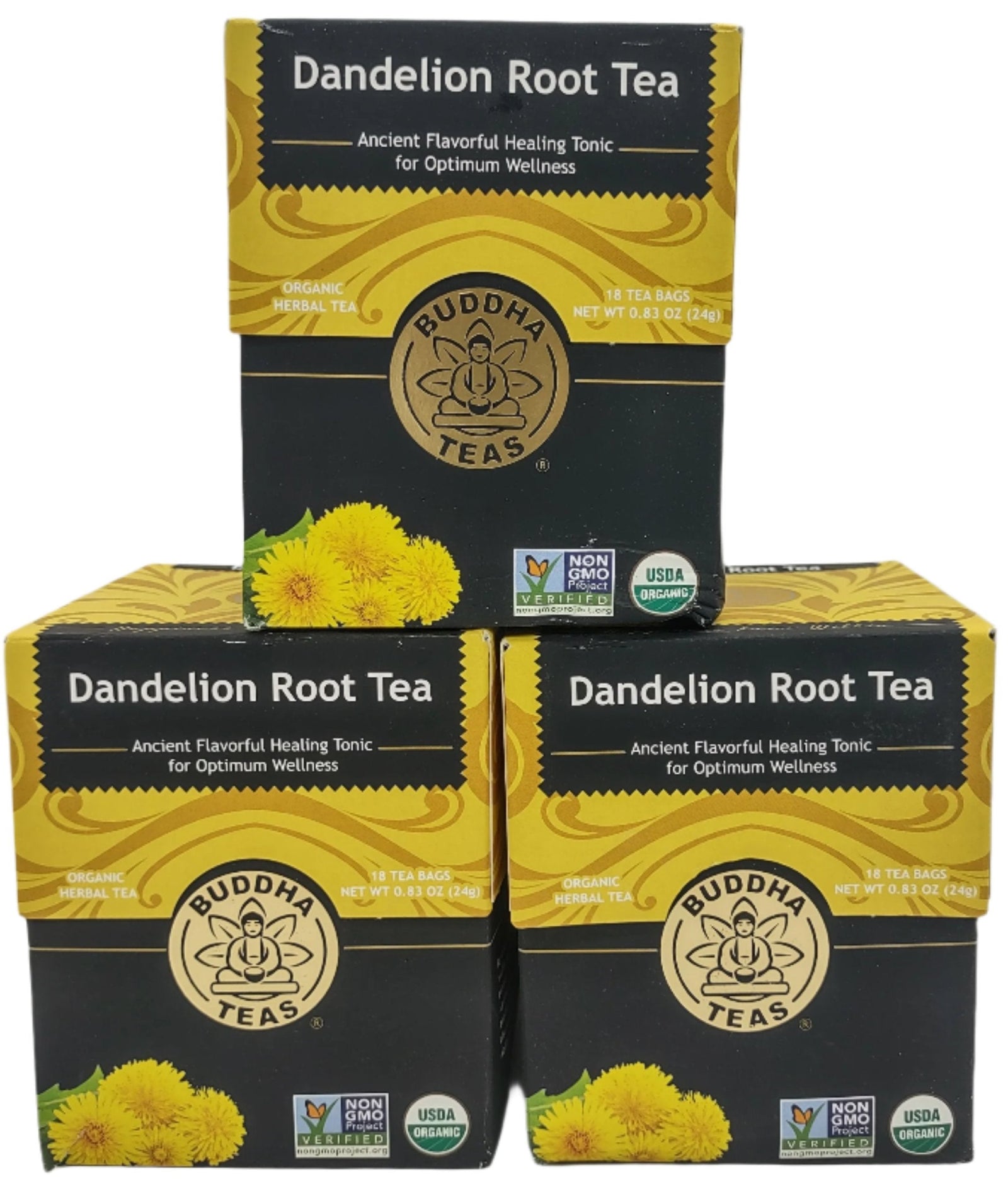 Buddha Teas Organic Dandelion Root Tea – Caffeine-Free, Kosher, Non-GMO, 54 Bleach-Free Tea Bags (Pack of 3)-Express Your Love Gifts