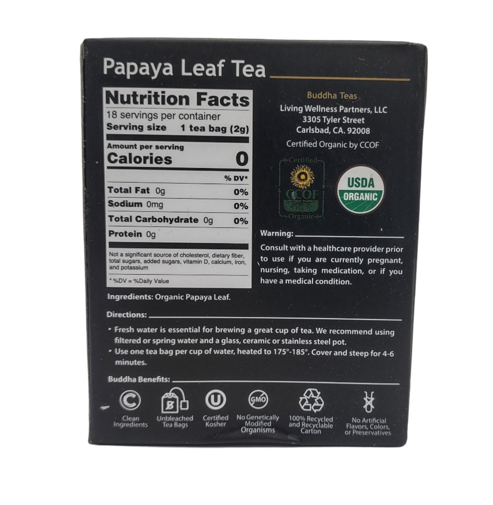 Buddha Teas Organic Papaya Leaf Tea – Caffeine-Free, Kosher, USDA Organic, 54 Bleach-Free Tea Bags (Pack of 3)-Express Your Love Gifts