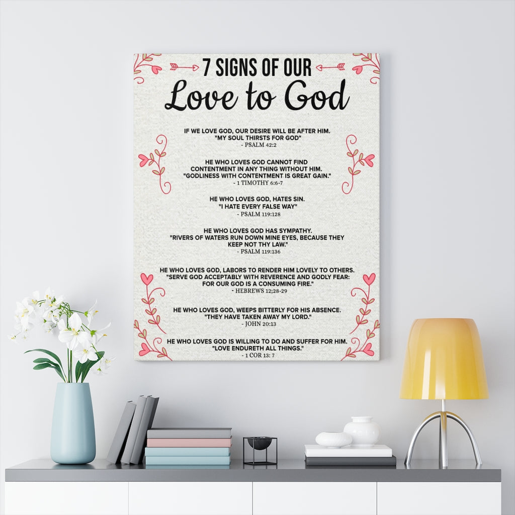 Scripture Walls 7 Signs of our Love to God 1 Corinthians 13:7 Bible Verse Canvas Christian Wall Art Ready to Hang - Express Your Love Gifts