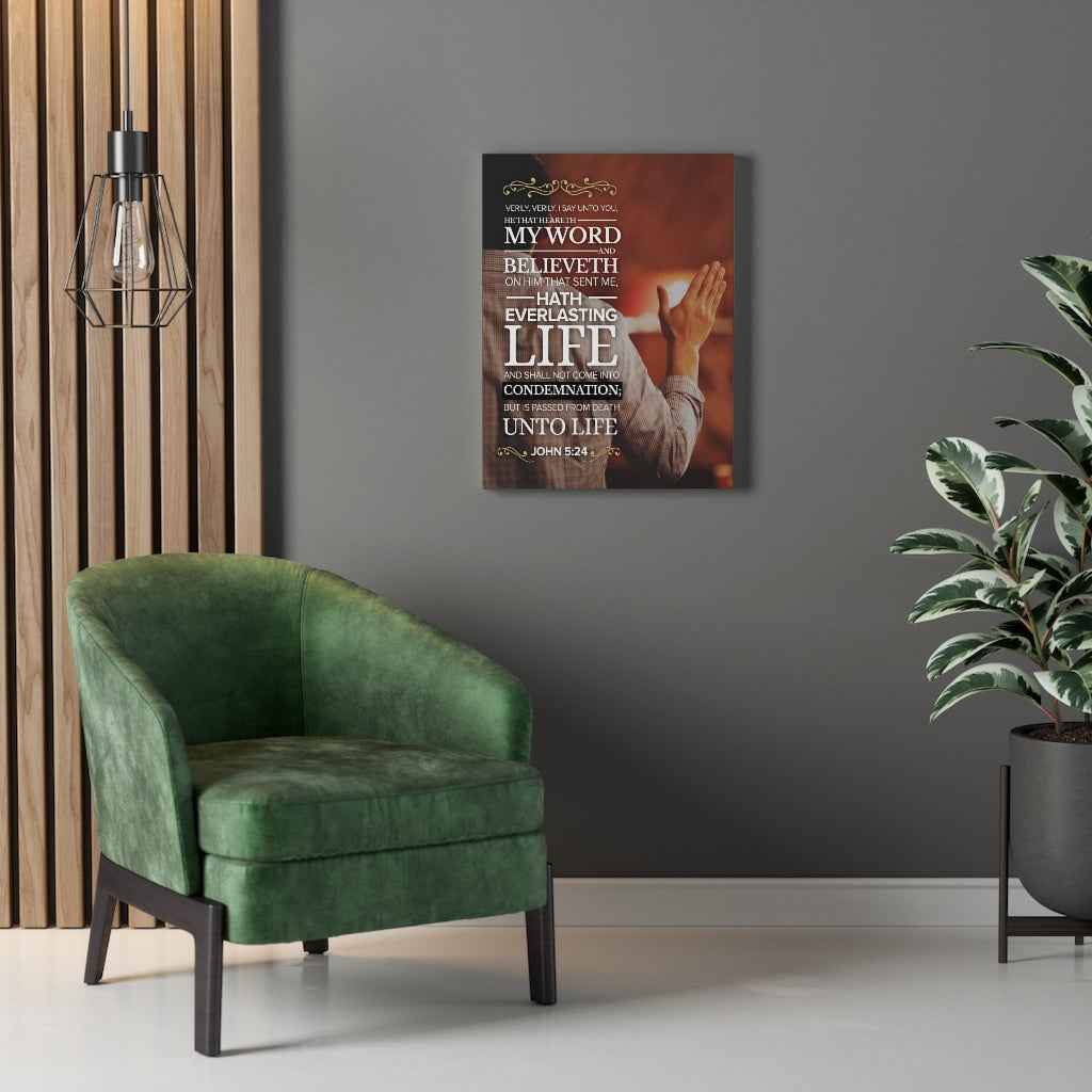 Scripture Walls Believeth On Him John 5:24 Christian Wall Art Bible Verse Print Ready to Hang - Express Your Love Gifts