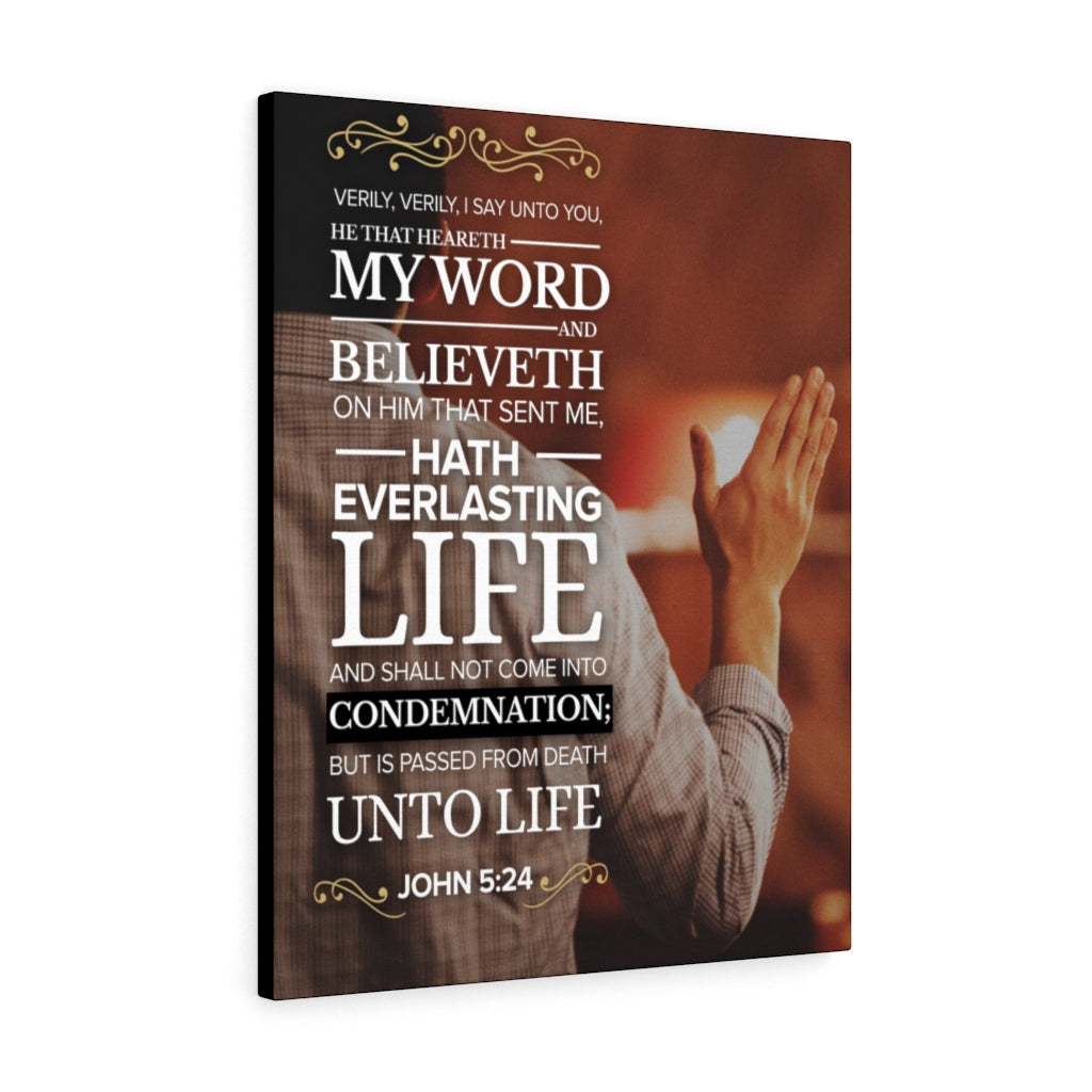 Scripture Walls Believeth On Him John 5:24 Christian Wall Art Bible Verse Print Ready to Hang - Express Your Love Gifts