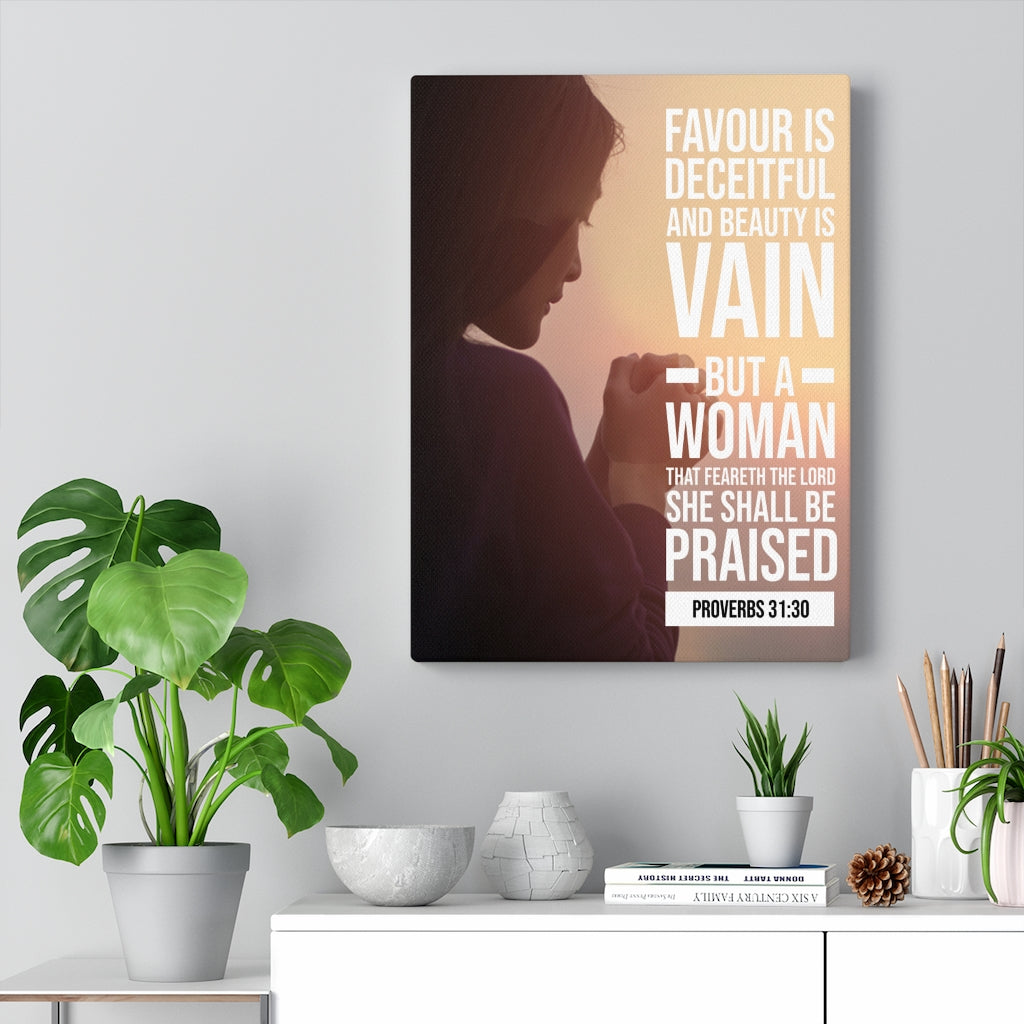 Scripture Walls Favour is Deceitful Proverbs 31:30 Christian Wall Art Bible Verse Print Ready to Hang - Express Your Love Gifts