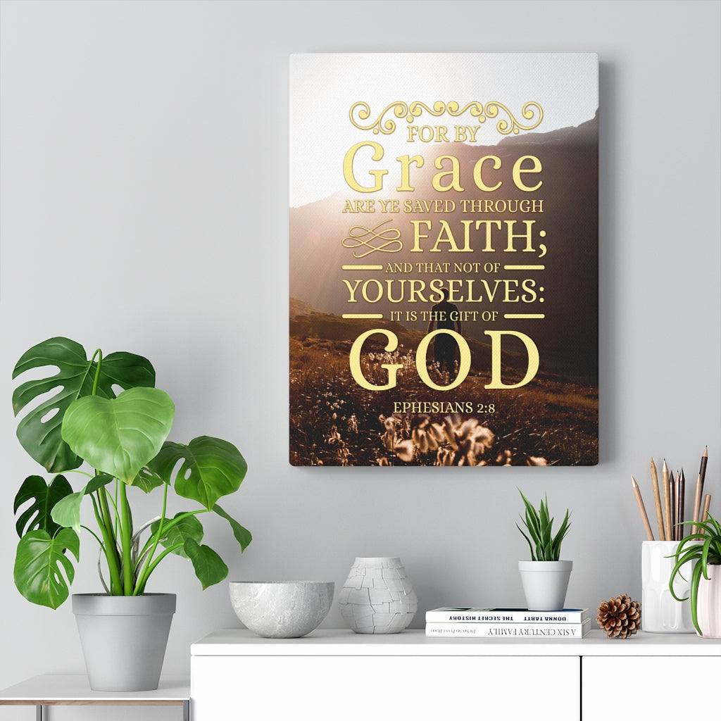 Scripture Walls For by Grace Ephesians 2:8 Christian Wall Art Bible Verse Print Ready to Hang - Express Your Love Gifts
