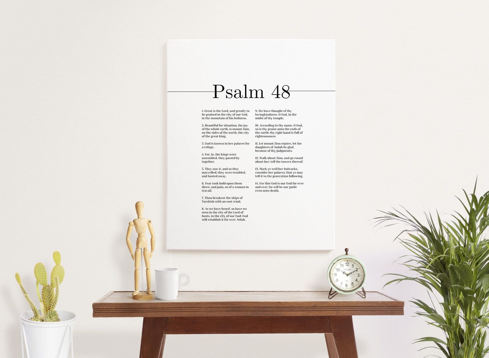 Scripture Canvas Great Is The Lord Psalm 48 Christian Wall Art Bible Verse Print Ready to Hang-Express Your Love Gifts
