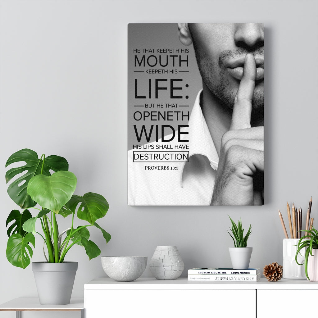 Scripture Walls He That Keepeth His Mouth Proverbs 13:3 Christian Wall Art Bible Verse Print Ready to Hang - Express Your Love Gifts