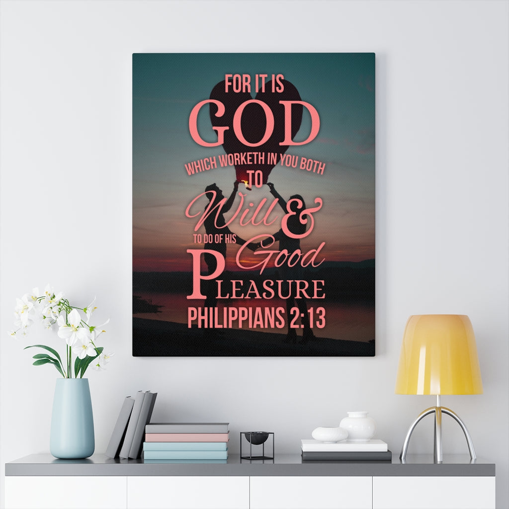 Scripture Walls His Good Pleasure Philippians 2:13 Christian Wall Art Bible Verse Print Ready to Hang - Express Your Love Gifts
