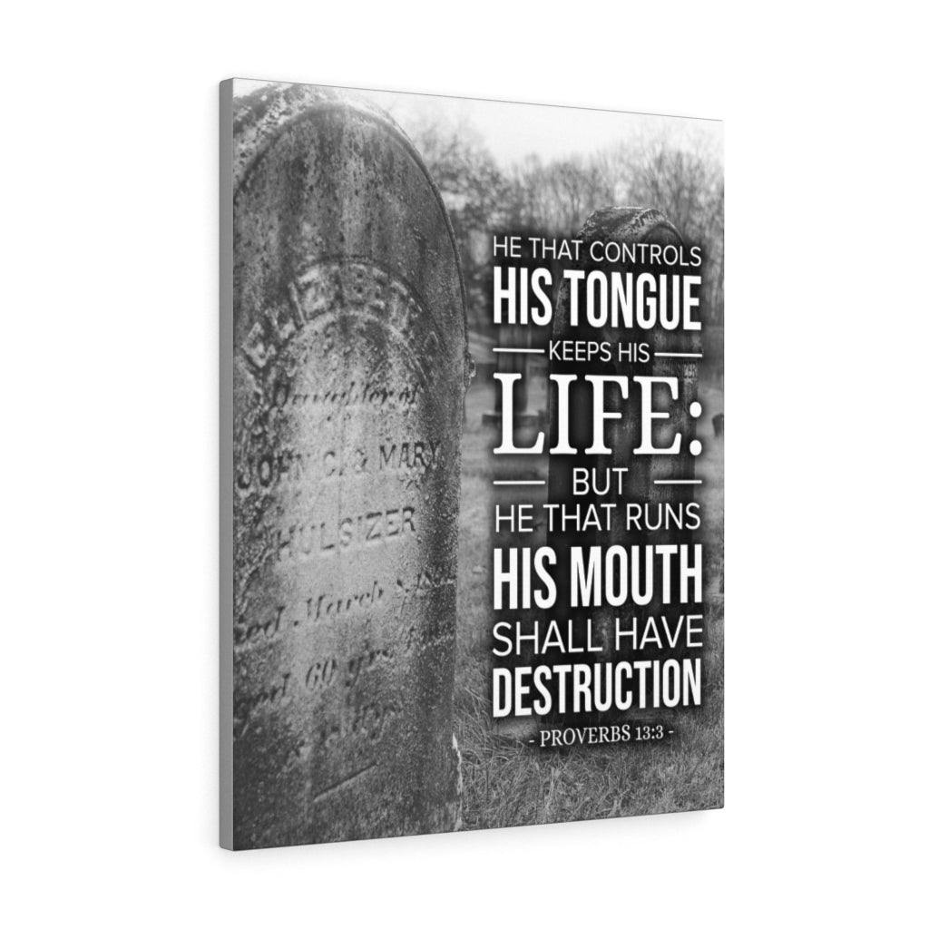Scripture Walls His Tongue Keeps His Life Proverbs 13:3 Christian Wall Art Bible Verse Print Ready to Hang - Express Your Love Gifts