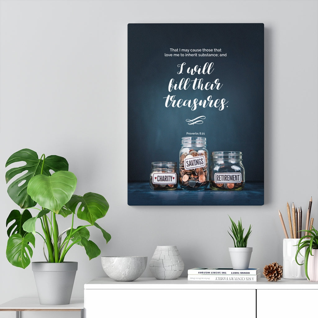 Scripture Walls I Will Bill Their Treasures Proverbs 8:21 Christian Wall Art Bible Verse Print Ready to Hang - Express Your Love Gifts