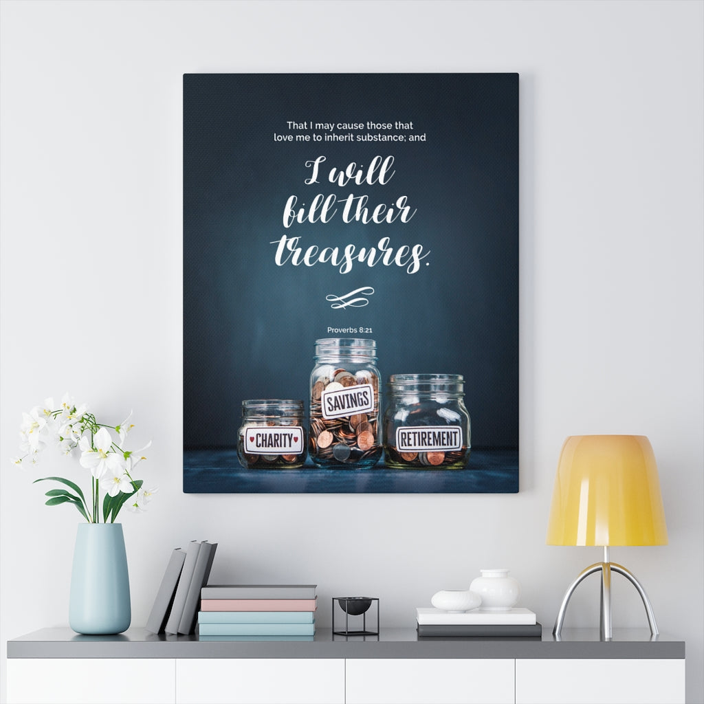 Scripture Walls I Will Bill Their Treasures Proverbs 8:21 Christian Wall Art Bible Verse Print Ready to Hang - Express Your Love Gifts