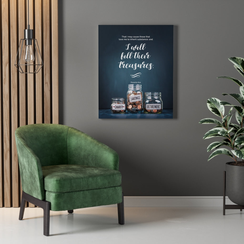 Scripture Walls I Will Bill Their Treasures Proverbs 8:21 Christian Wall Art Bible Verse Print Ready to Hang - Express Your Love Gifts