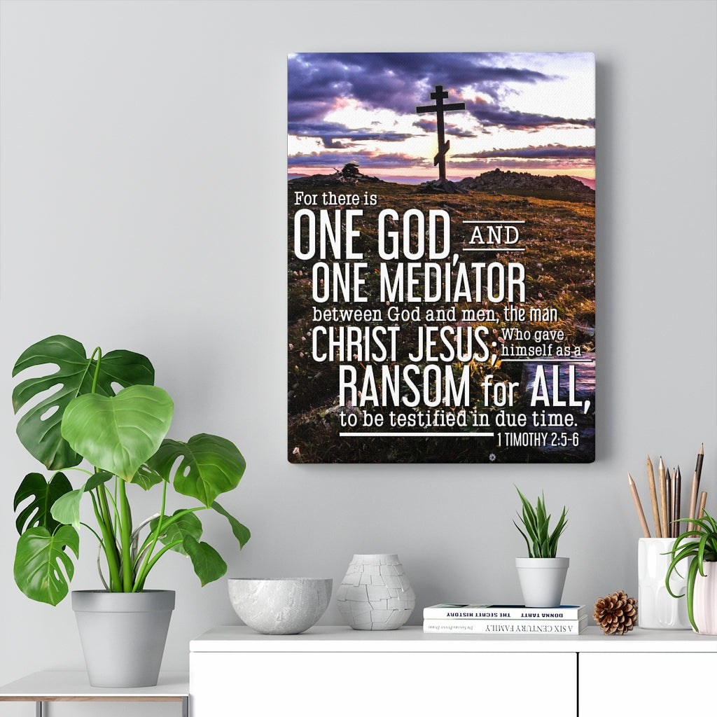 Scripture Walls One God 1 Timothy 2:56 Christian Wall Art Bible Verse Print Ready to Hang - Express Your Love Gifts