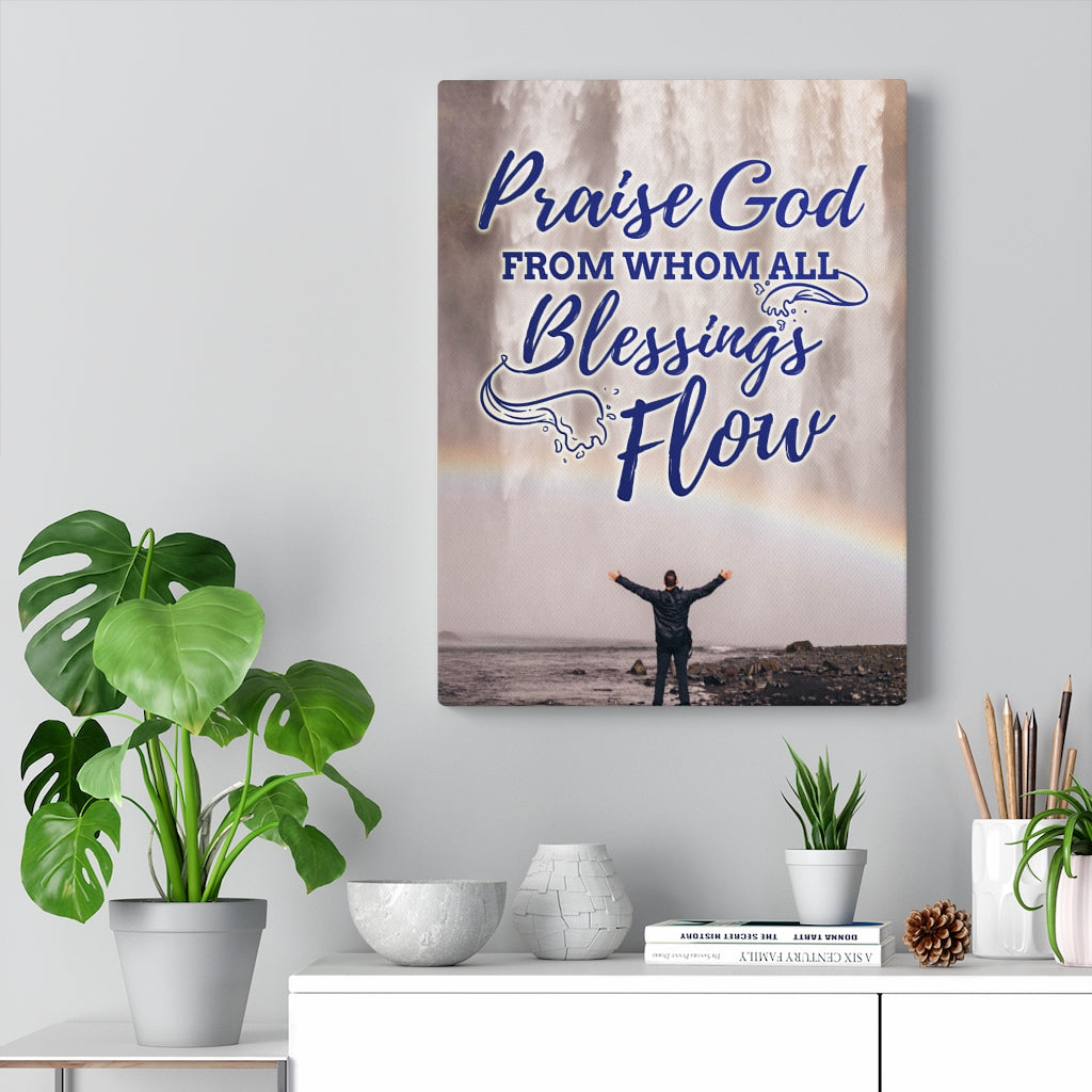 Blessings Flow Christian Wall Art Bible Verse Print Ready to Hang - Express Your Love Gifts