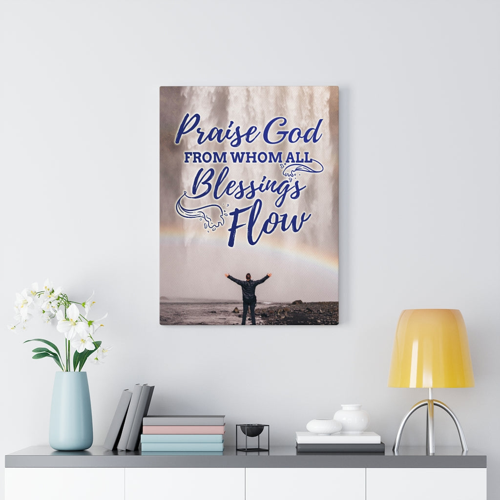 Blessings Flow Christian Wall Art Bible Verse Print Ready to Hang - Express Your Love Gifts