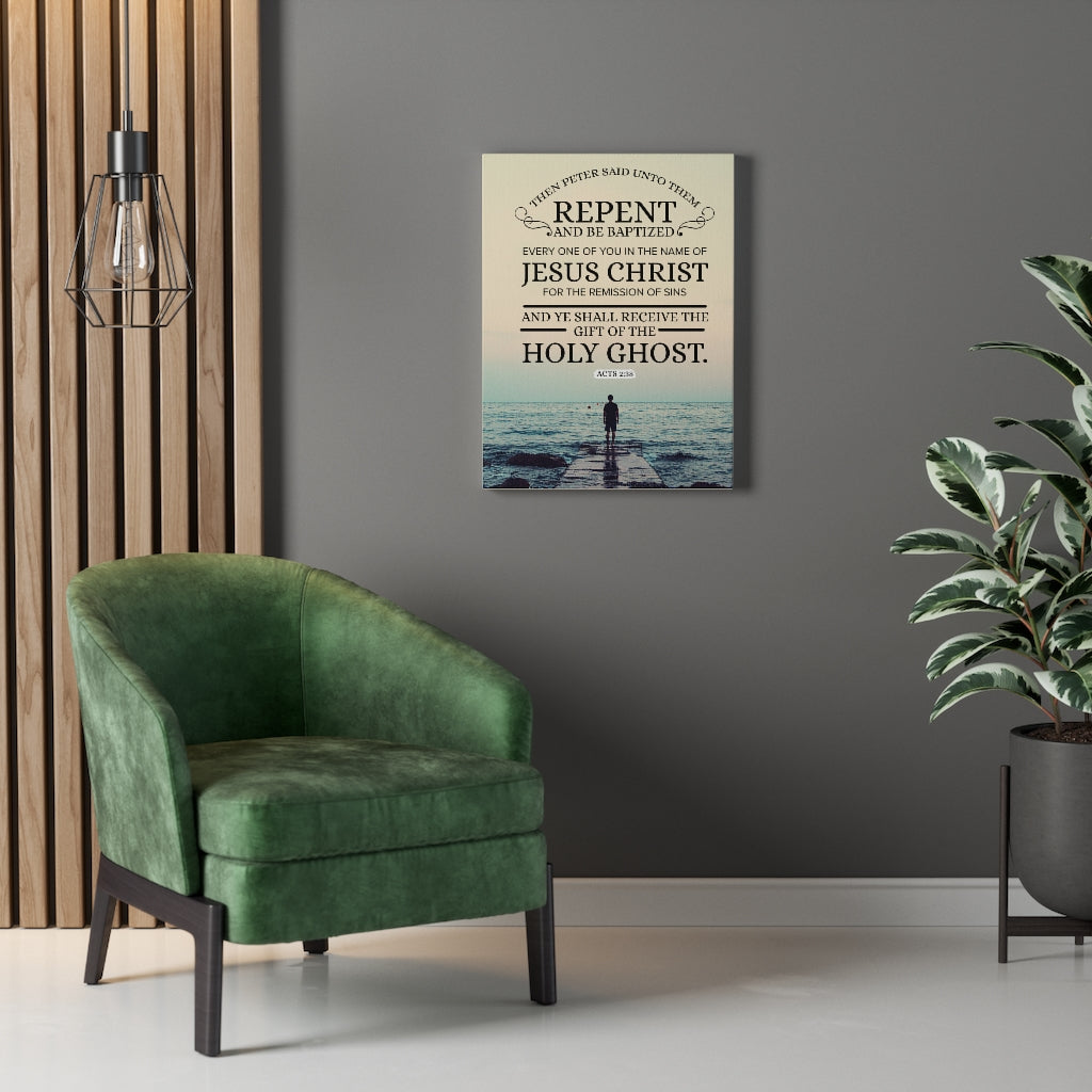 Scripture Walls Repent and Be Baptized Acts 2:38 Bible Verse Wall Art Scripture Art Faith Artwork Christian Home Decor - Express Your Love Gifts
