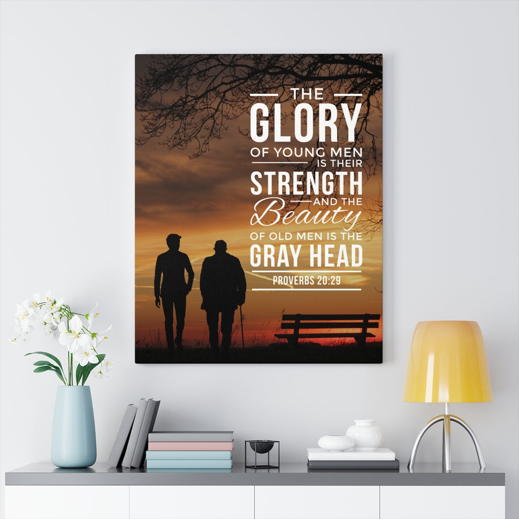 Scripture Walls The Glory of Young Men Proverbs 20:29 Christian Wall Art Bible Verse Print Ready to Hang - Express Your Love Gifts