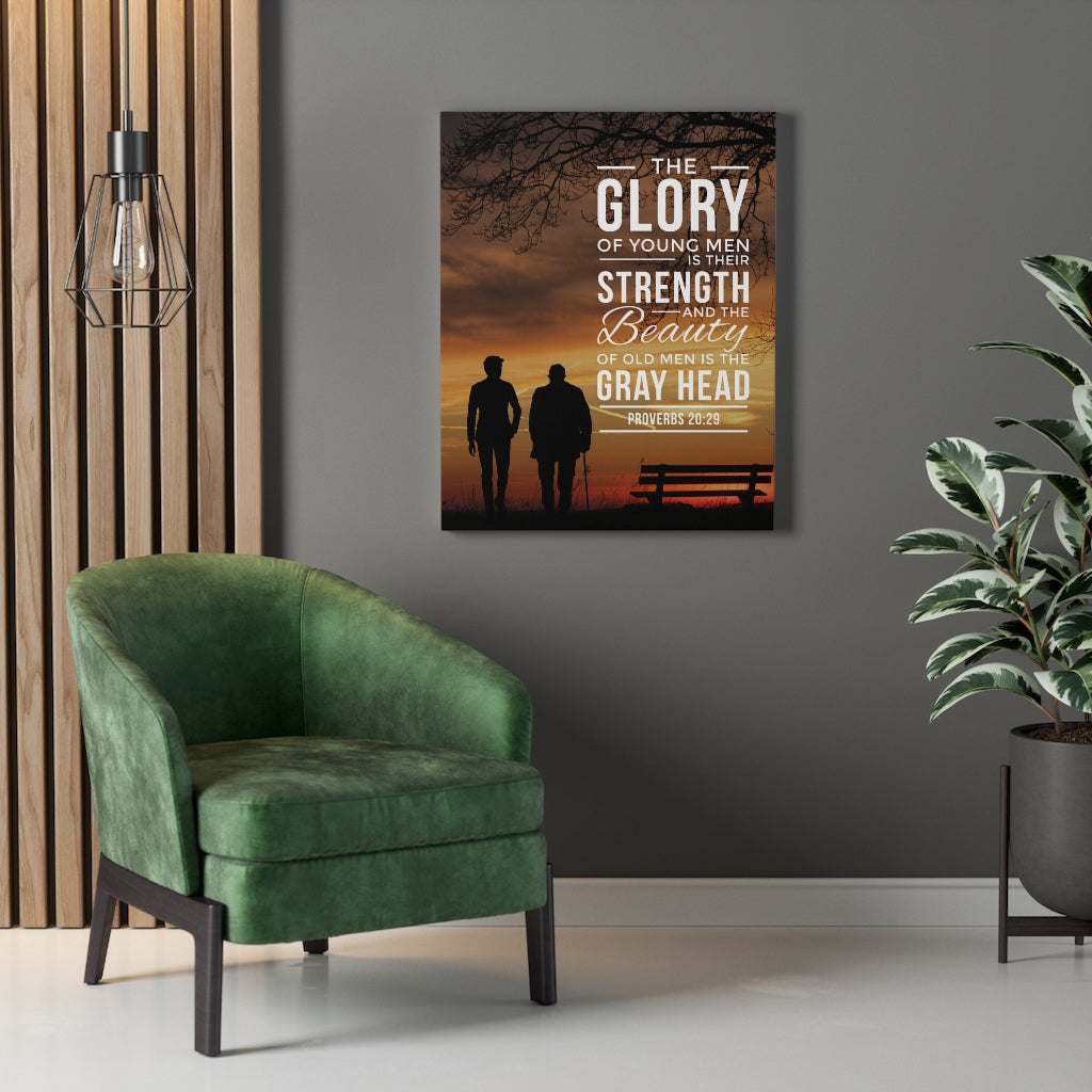 Scripture Walls The Glory of Young Men Proverbs 20:29 Christian Wall Art Bible Verse Print Ready to Hang - Express Your Love Gifts