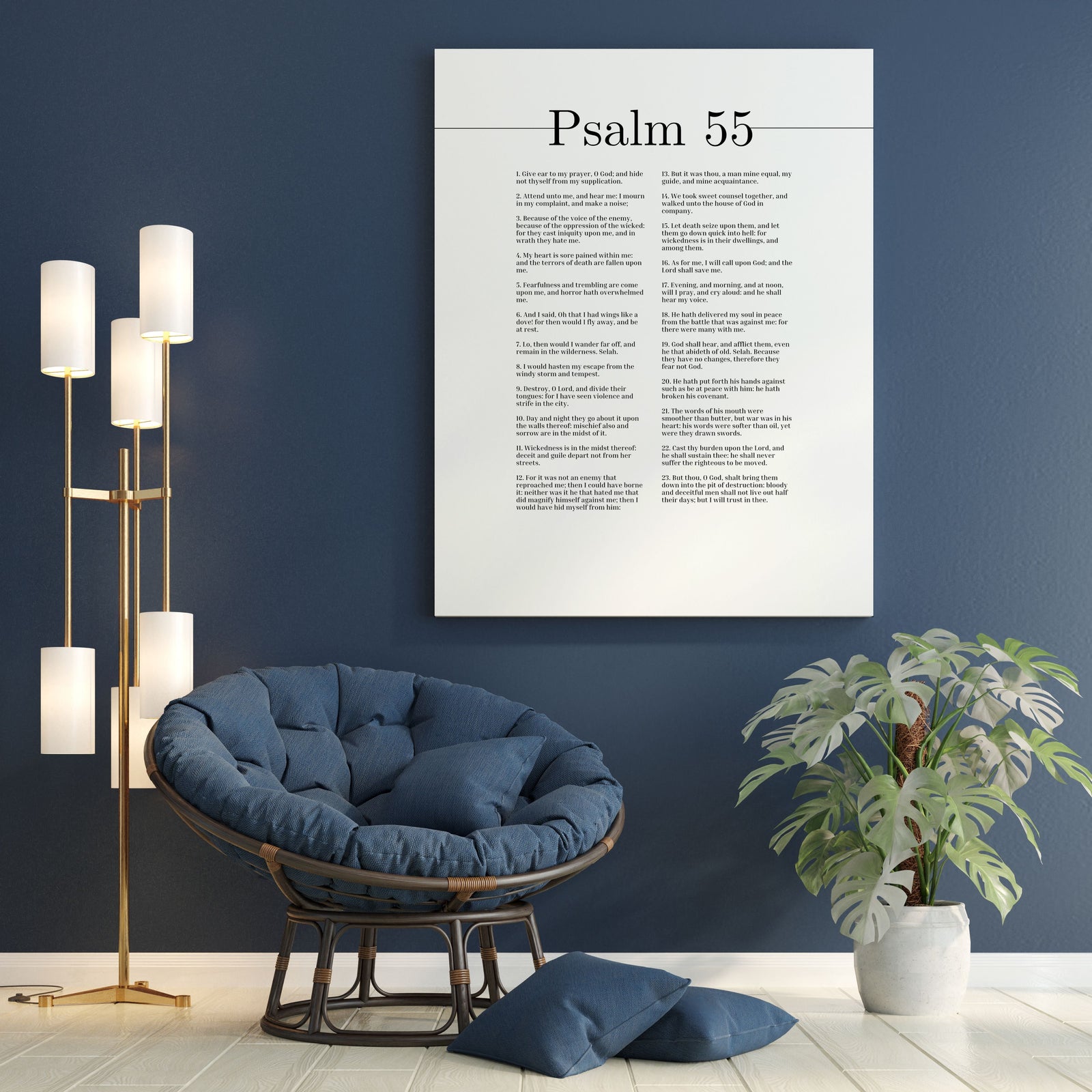 Scripture Canvas The Lord Shall Save Me Psalm 55 Christian Wall Art Bible Verse Print Ready to Hang-Express Your Love Gifts