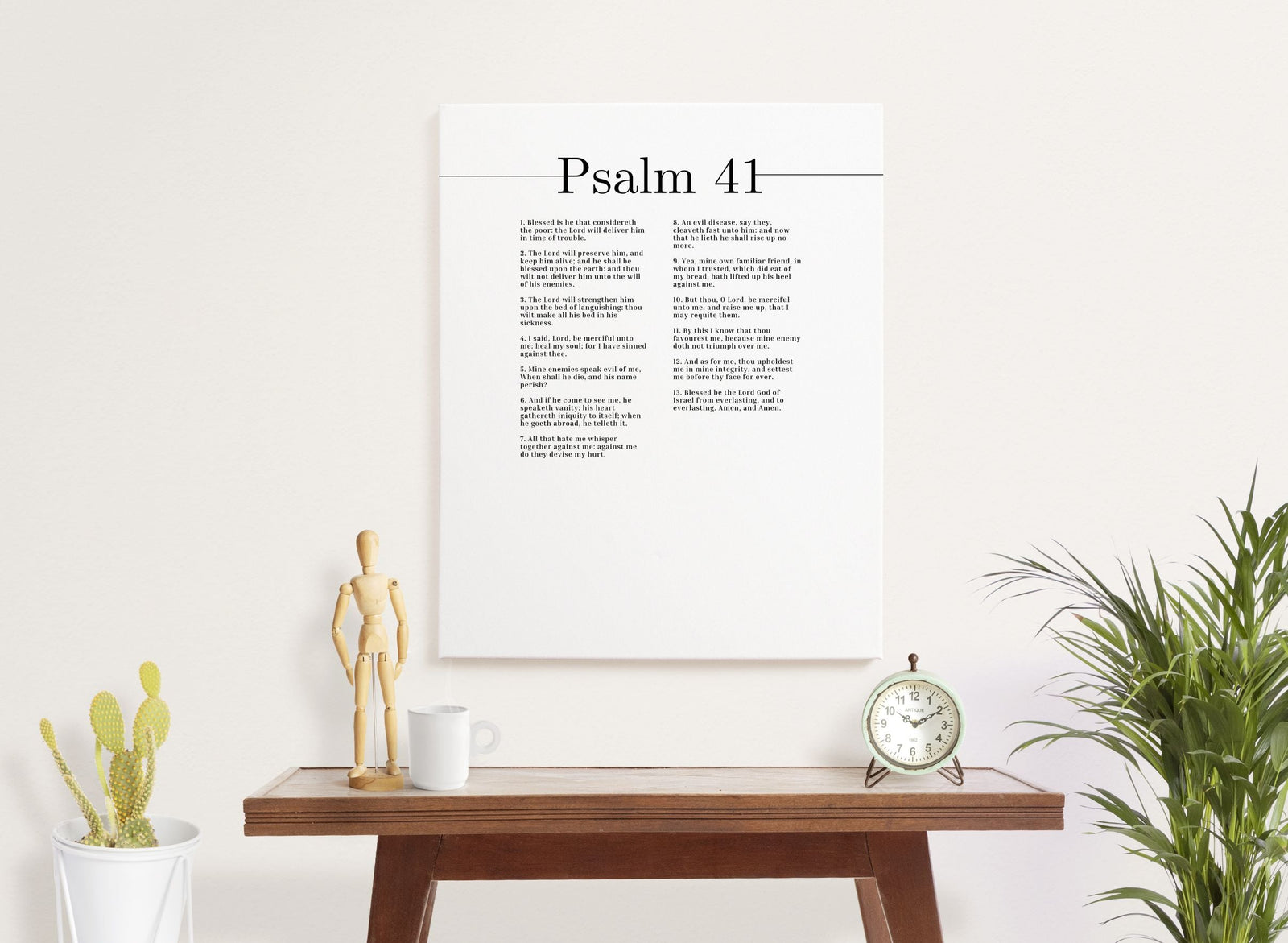 Scripture Canvas The Lord Will Strengthen Him Psalm 41 Christian Wall Art Bible Verse Print Ready to Hang-Express Your Love Gifts