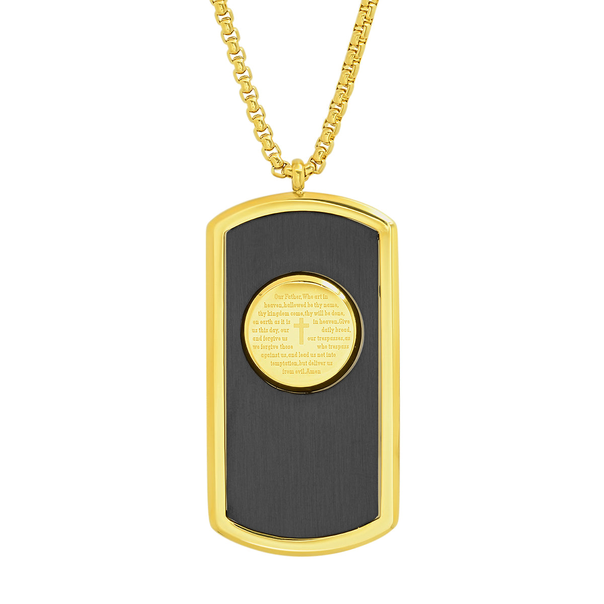 Our Father Two Toned Dog Tag Necklace-Express Your Love Gifts