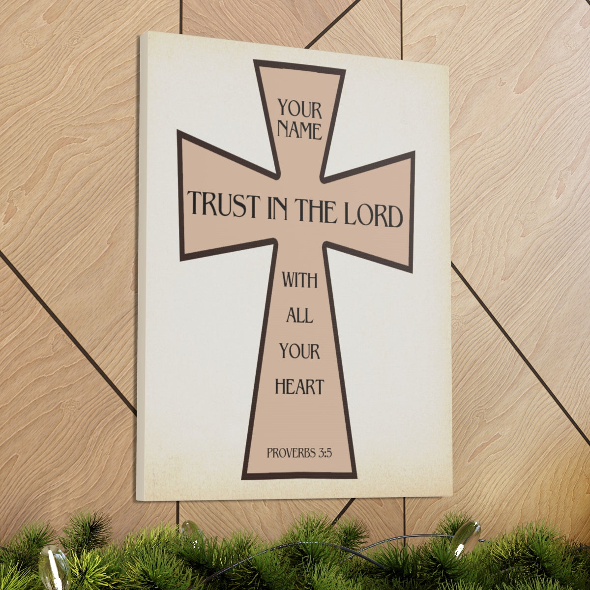 Scripture Walls Personalized Trust in The Lord Proverbs 3:5 Cross Christian Wall Art Bible Verse Print Ready to Hang Unframed-Express Your Love Gifts