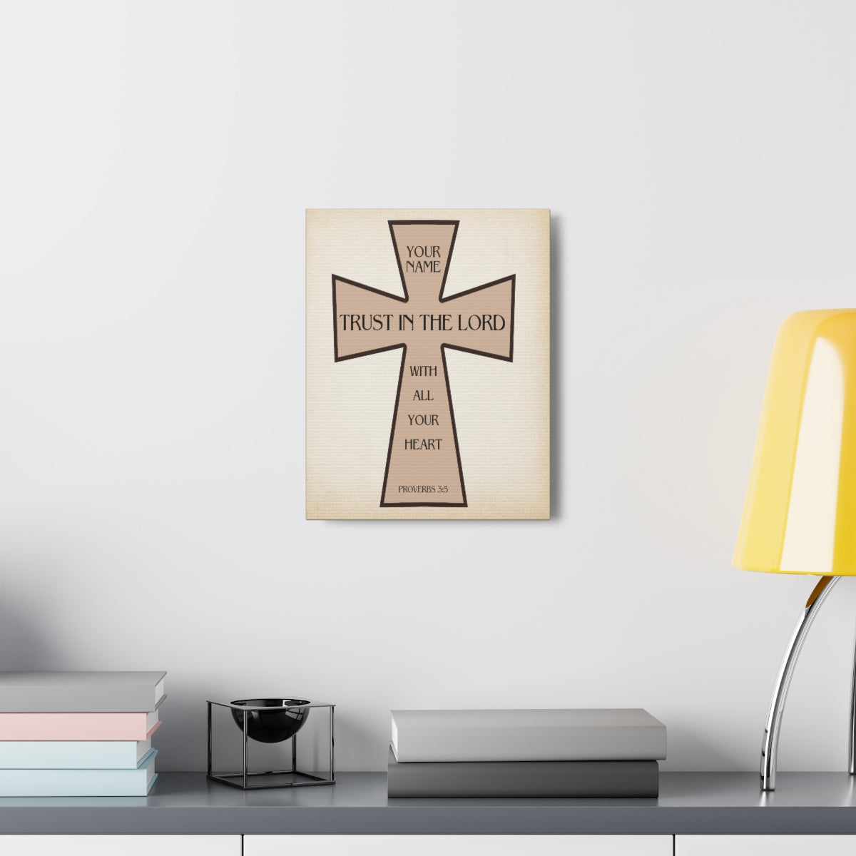 Scripture Walls Personalized Trust in The Lord Proverbs 3:5 Cross Christian Wall Art Bible Verse Print Ready to Hang Unframed-Express Your Love Gifts