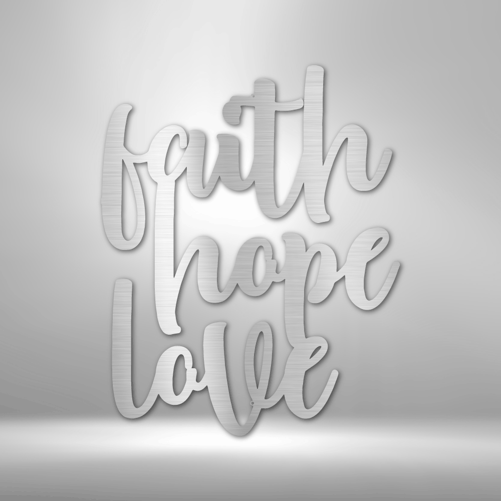 Faith Hope Love Script Steel Sign Steel Art Wall Metal Decor-Express Your Love Gifts