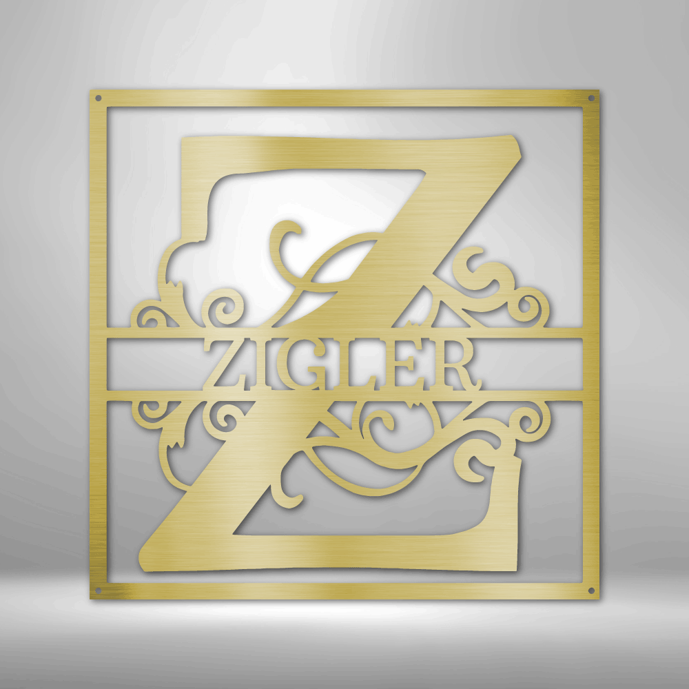 Personalized Split Square Monogram Steel Sign Steel Art Wall Metal Decor-Express Your Love Gifts