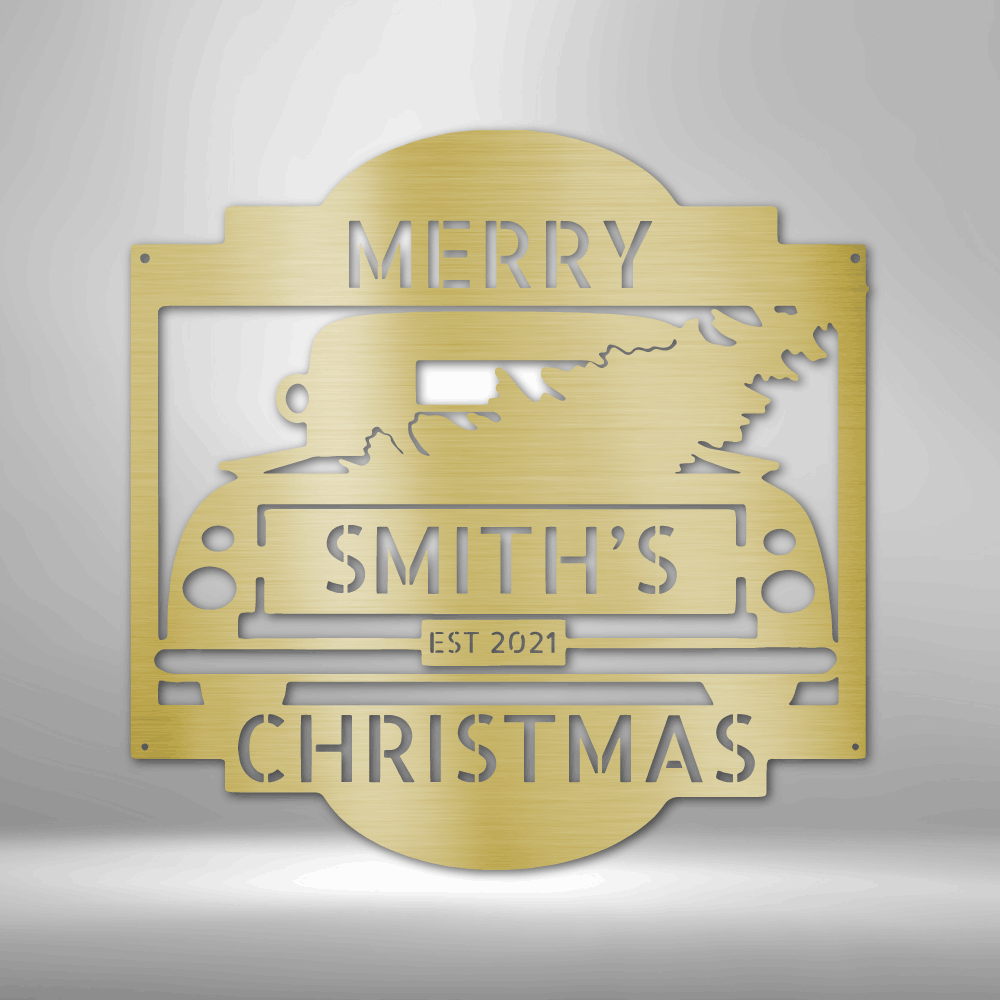 Personalized Christmas Truck Monogram Steel Sign Steel Art Wall Metal Decor-Express Your Love Gifts