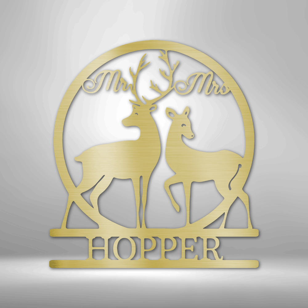Personalized Mr and Mrs Deer Monogram Steel Sign Steel Art Wall Metal Decor-Express Your Love Gifts