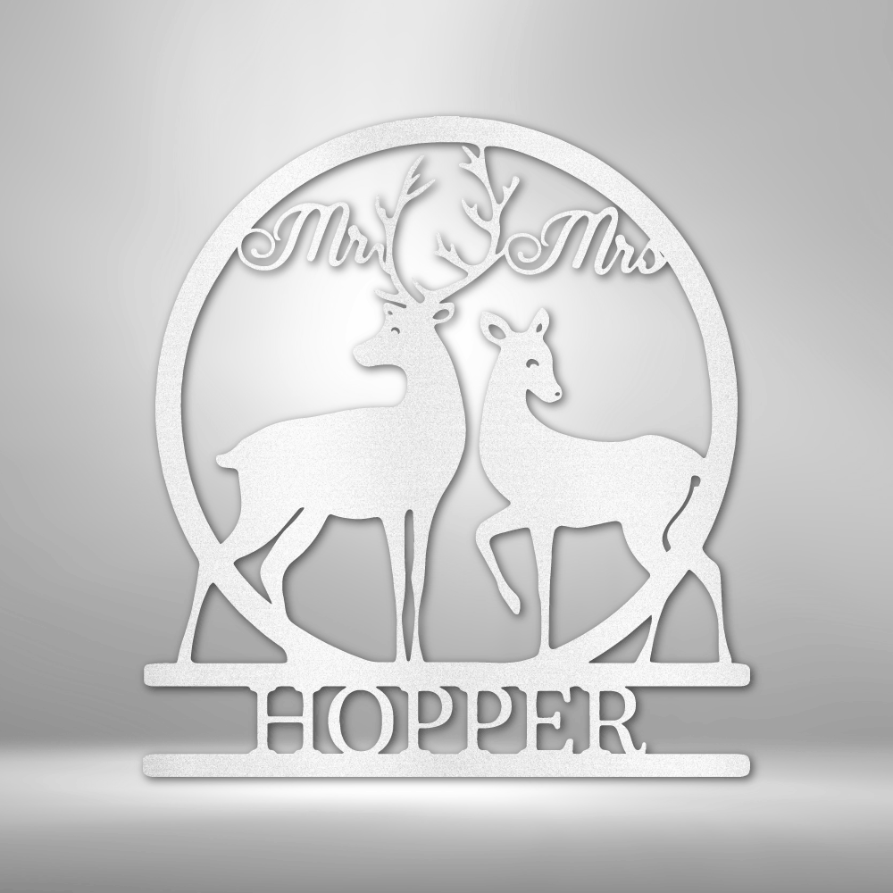 Personalized Mr and Mrs Deer Monogram Steel Sign Steel Art Wall Metal Decor-Express Your Love Gifts