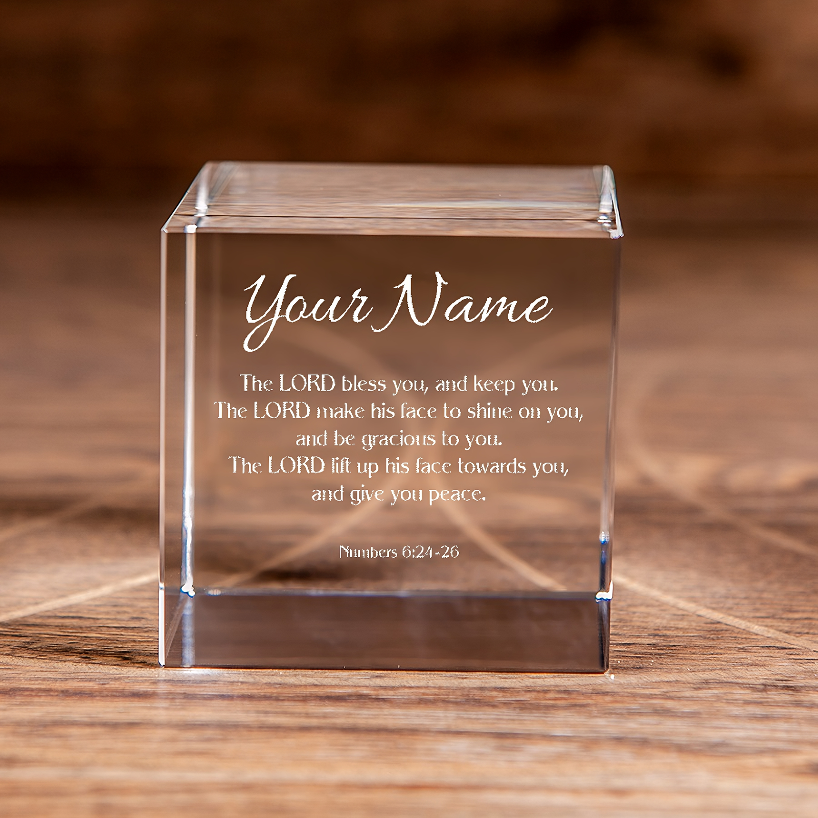 Numbers 6:24-26 Square Cut Crystal Cube The Lord Bless You Personalized Christian Gift-Express Your Love Gifts