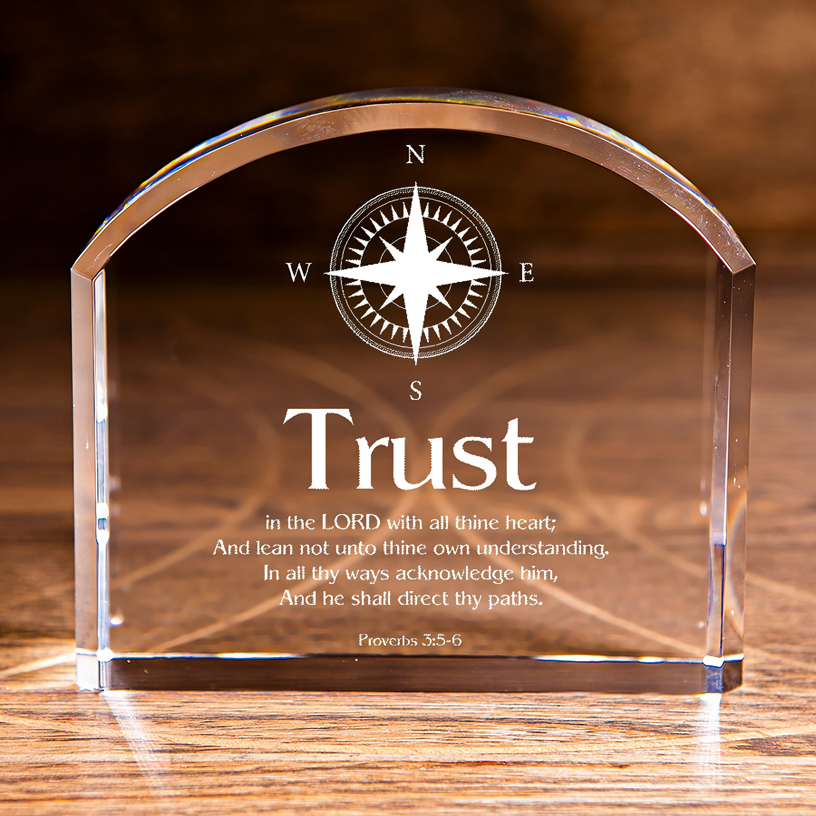 Proverbs 3:5-6 Trust in the Lord Direct Your Steps Arch Top Crystal Christian Gift-Express Your Love Gifts