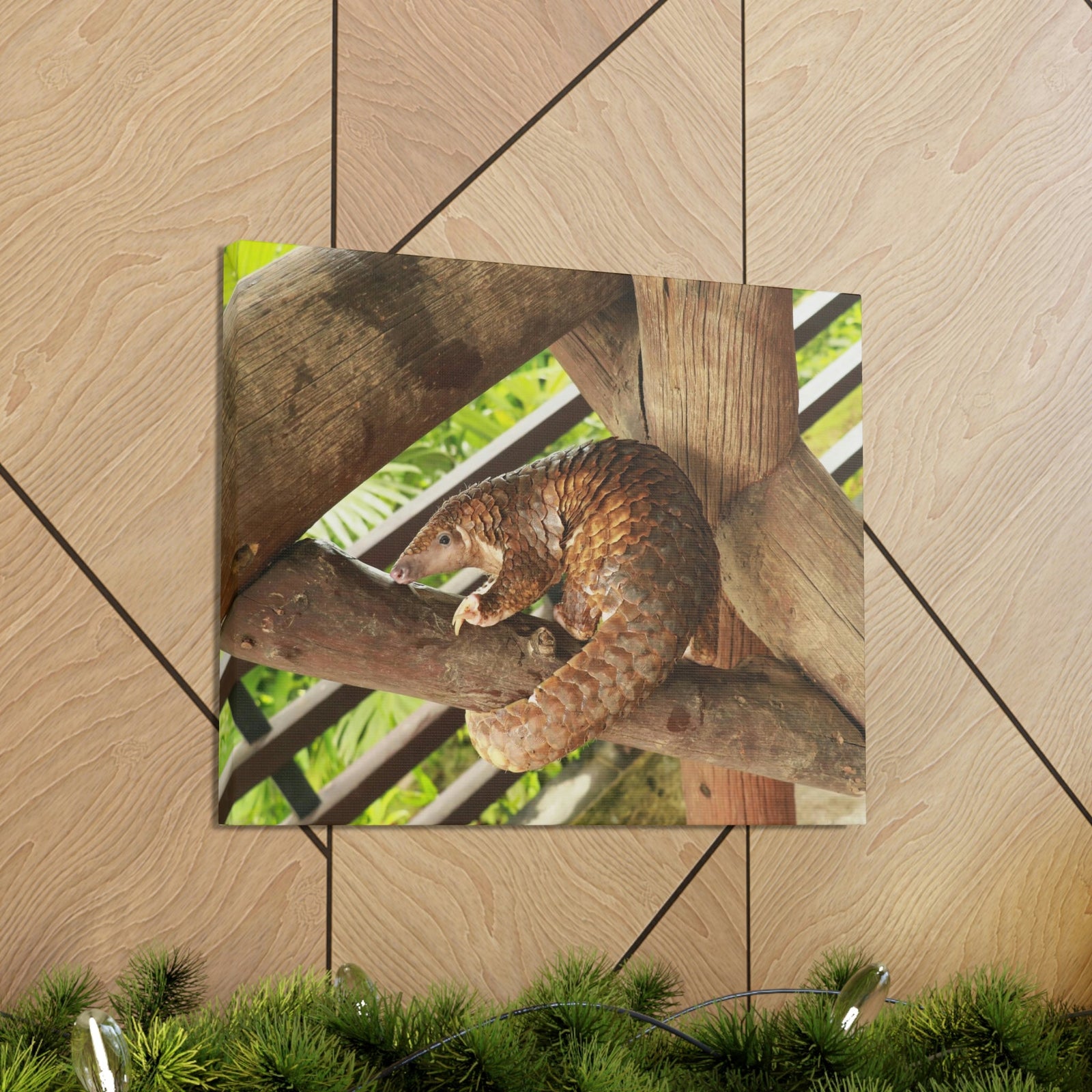 African Tree Pangolin Hanging On The Tree Staring African Tree Pangolin Outdoor Wall Art Ready To Hang Unframed-Express Your Love Gifts