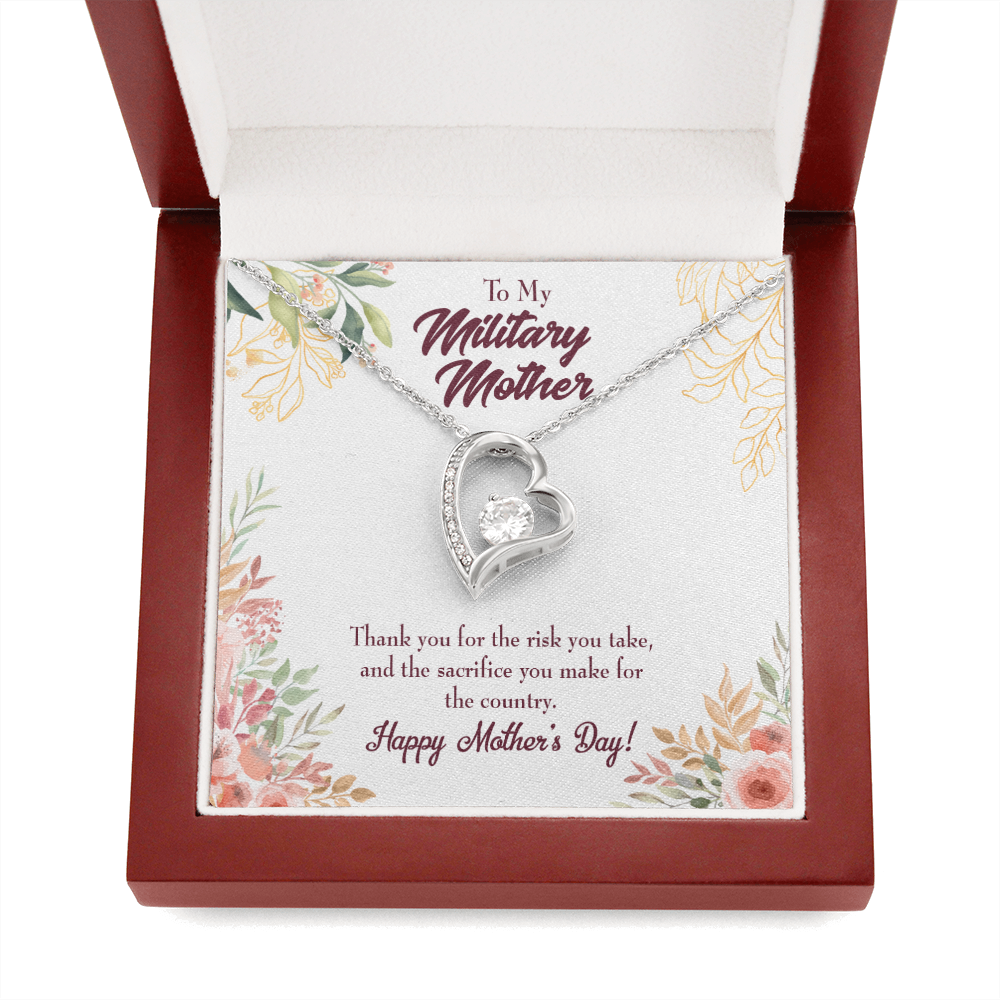 Mother's Day Mother Necklace Military Mother Forever Love Cz Heart Pendant Message Card-Express Your Love Gifts