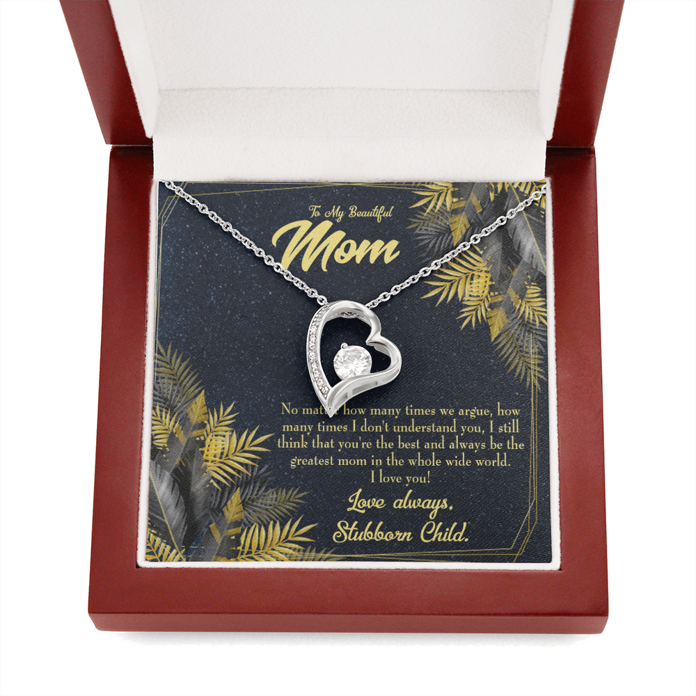 Mother Necklace Greatest Mom Always Forever Love Cz Heart Pendant Message Card-Express Your Love Gifts