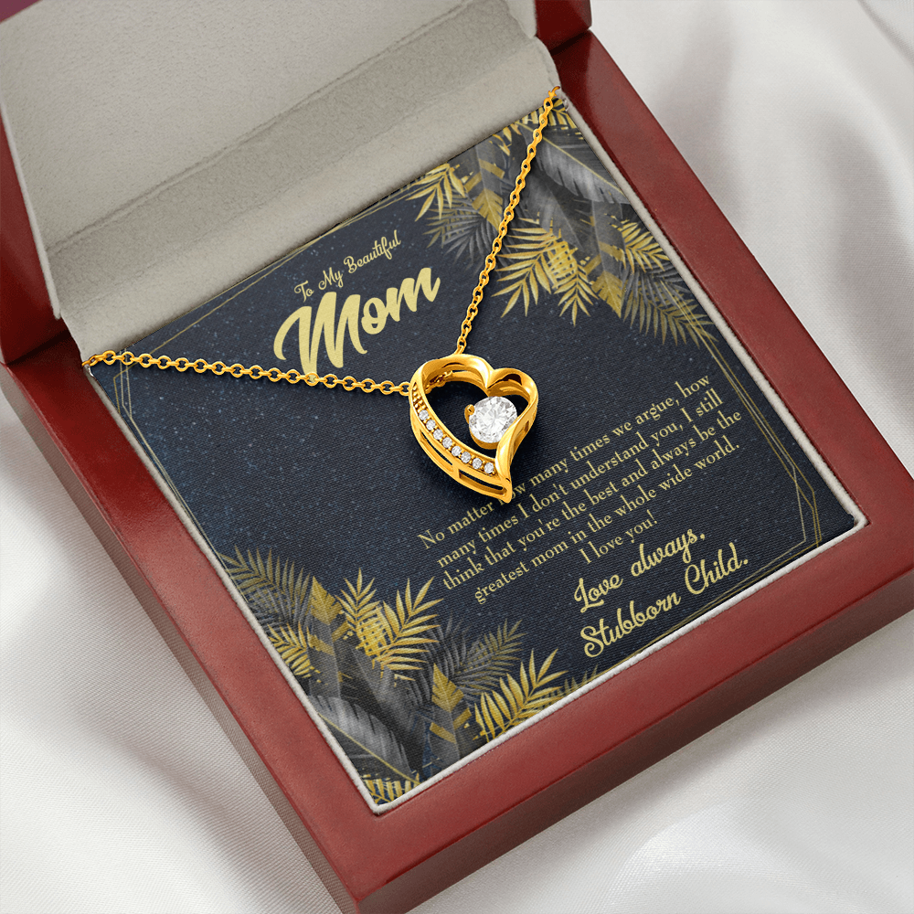 Mother Necklace Greatest Mom Always Forever Love Cz Heart Pendant Message Card-Express Your Love Gifts