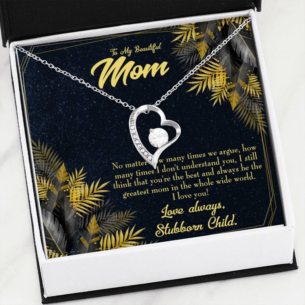 Mother Necklace Greatest Mom Always Forever Love Cz Heart Pendant Message Card-Express Your Love Gifts