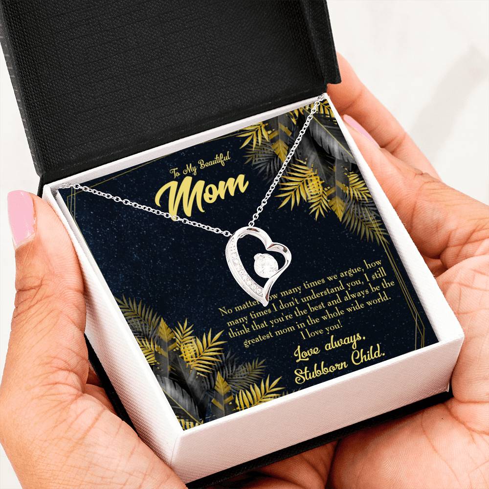 Mother Necklace Greatest Mom Always Forever Love Cz Heart Pendant Message Card-Express Your Love Gifts
