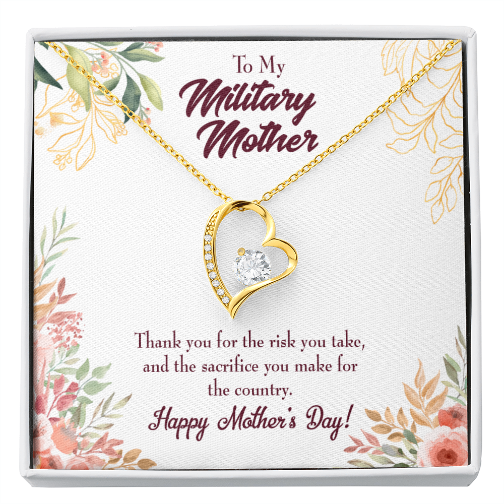 Mother's Day Mother Necklace Military Mother Forever Love Cz Heart Pendant Message Card-Express Your Love Gifts