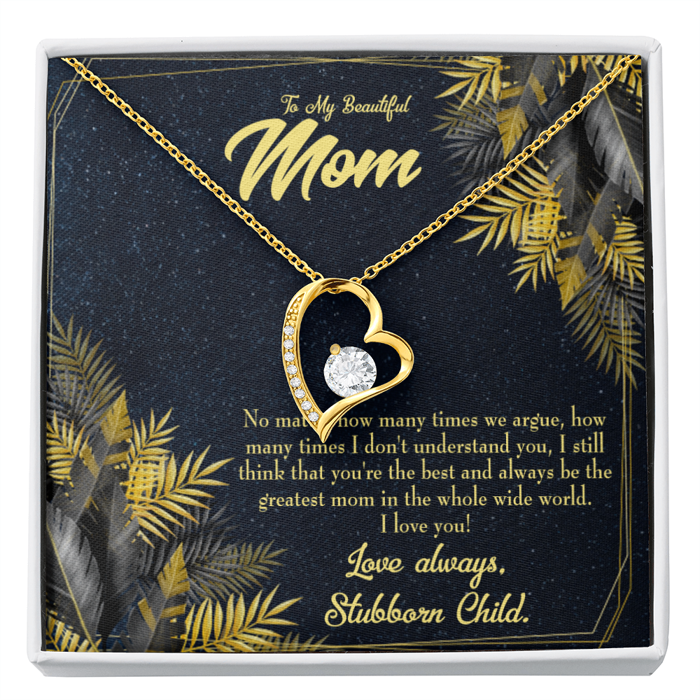 Mother Necklace Greatest Mom Always Forever Love Cz Heart Pendant Message Card-Express Your Love Gifts