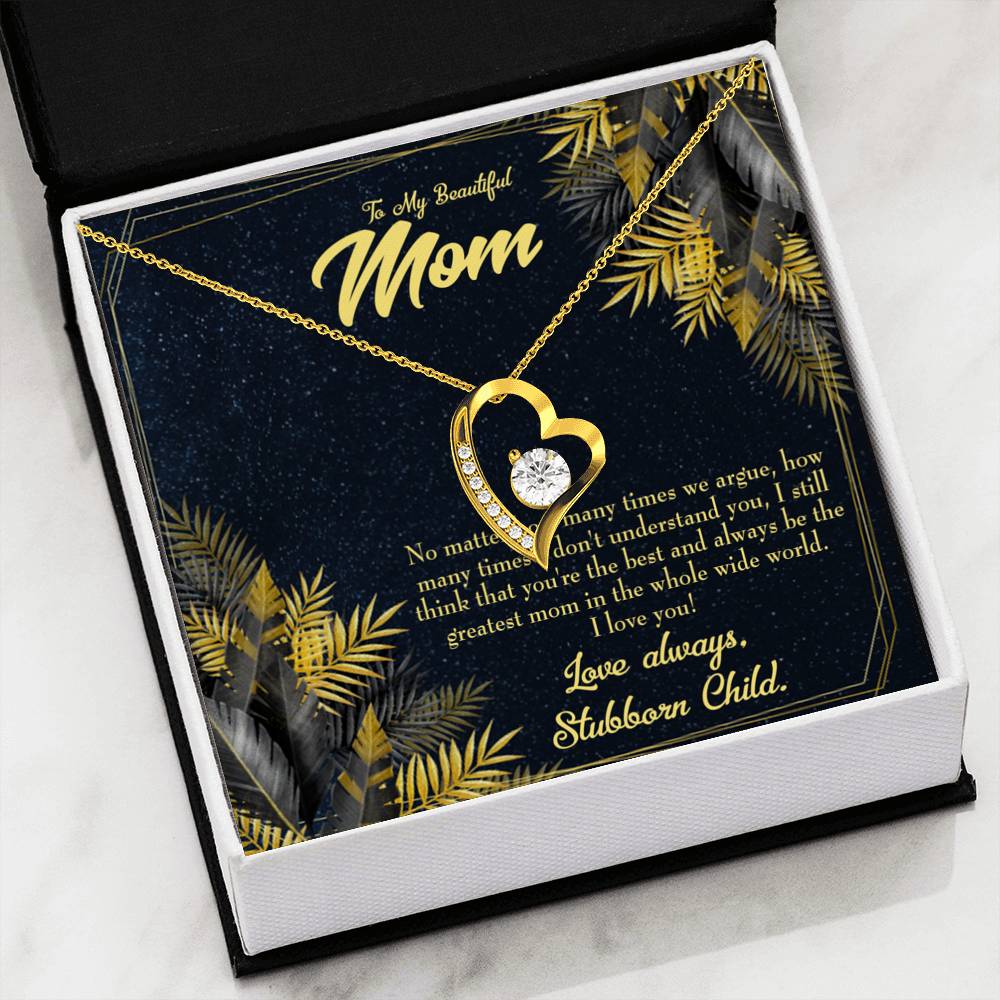 Mother Necklace Greatest Mom Always Forever Love Cz Heart Pendant Message Card-Express Your Love Gifts