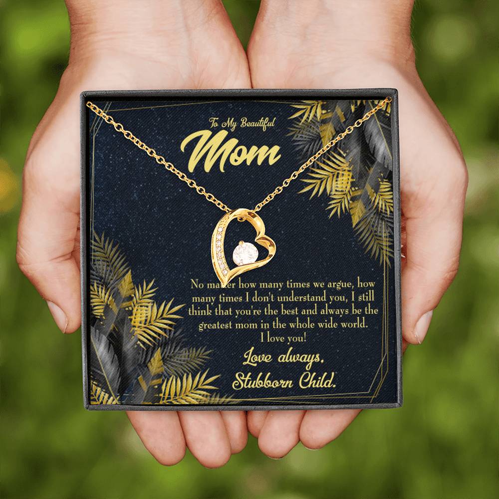 Mother Necklace Greatest Mom Always Forever Love Cz Heart Pendant Message Card-Express Your Love Gifts