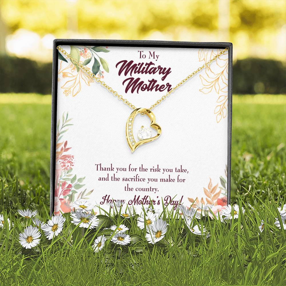 Mother's Day Mother Necklace Military Mother Forever Love Cz Heart Pendant Message Card-Express Your Love Gifts