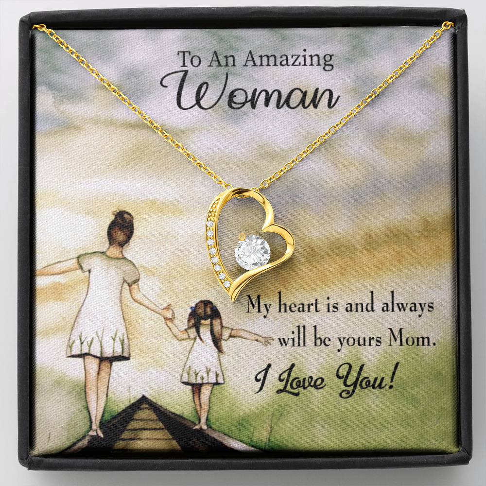Mother Necklace My Heart Is Yours Forever Love Cz Heart Pendant Message Card-Express Your Love Gifts