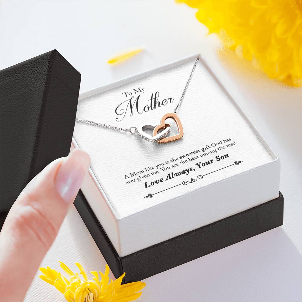To My Mother You Are The Sweetest Gift Inseparable Necklace Pendant 18k Rose Gold Finish 16”-Express Your Love Gifts