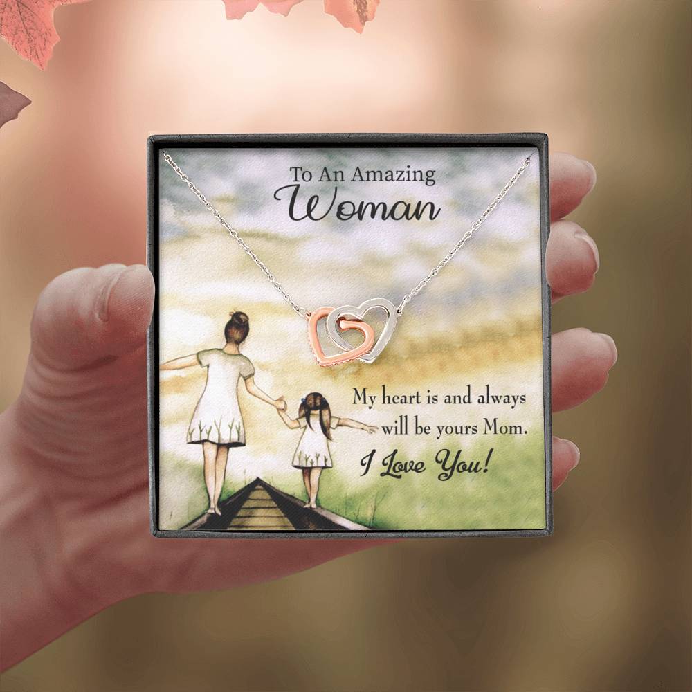 Mother Necklace My Heart Is Always Yours Inseparable Love Pendant Keepsake Card-Express Your Love Gifts