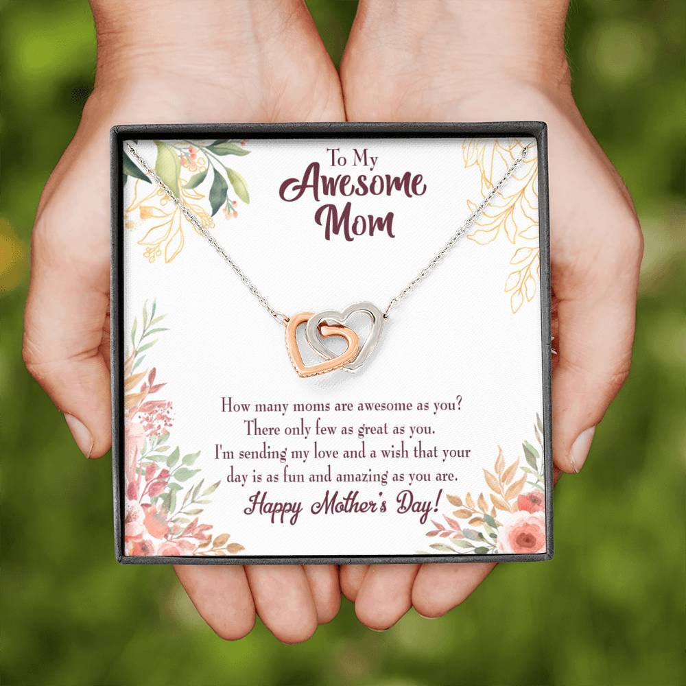 Mother's Day Mother Necklace Awesome Mom Inseparable Love Pendant Keepsake Card-Express Your Love Gifts