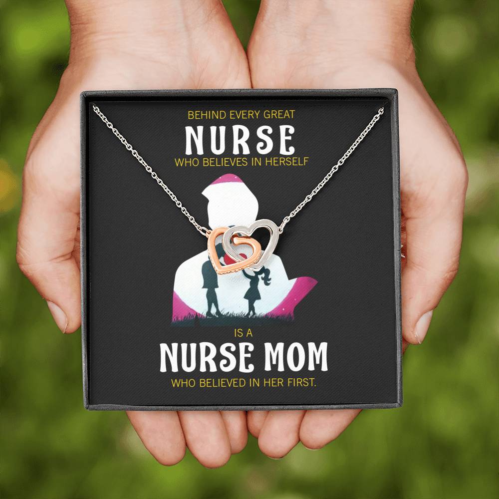 Behind Every Mom Nurse Inseparable Love Pendant 18k Rose Gold Finish 16”-Express Your Love Gifts